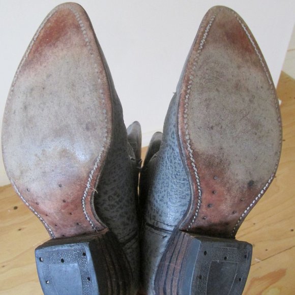 Made in USA gray leather cowboy boots 8D - Picture 8 of 10
